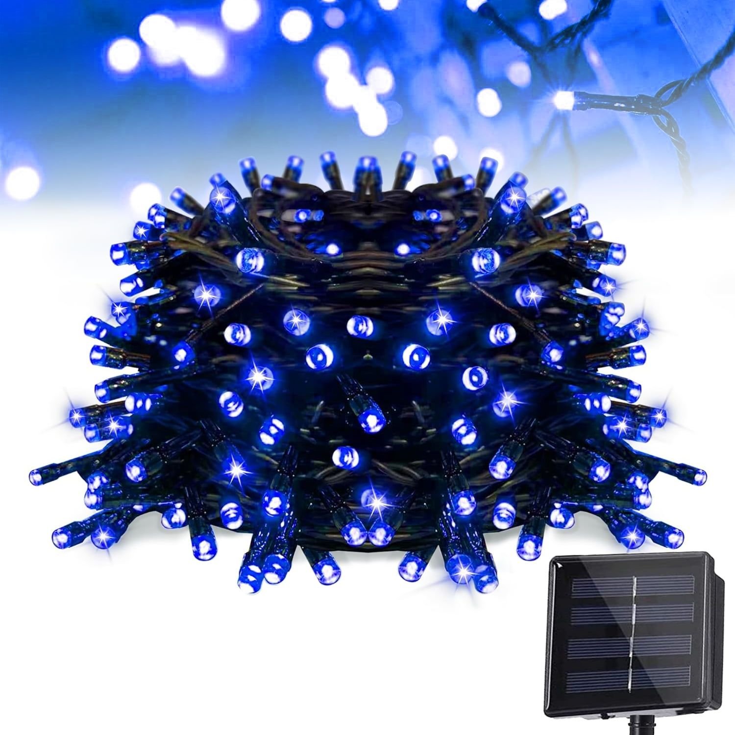 72 FT 200 LED Solar String Lights, Outdoor Solar Christmas Lights, Waterproof Solar Fairy Lights for Garden, Fence, Party Decorations, Blue 72 FT 200 LED Solar String Lights, Outdoor Solar Christmas Lights, Waterproof Solar Fairy Lights for Garden, Fence, Party Decorations, Blue