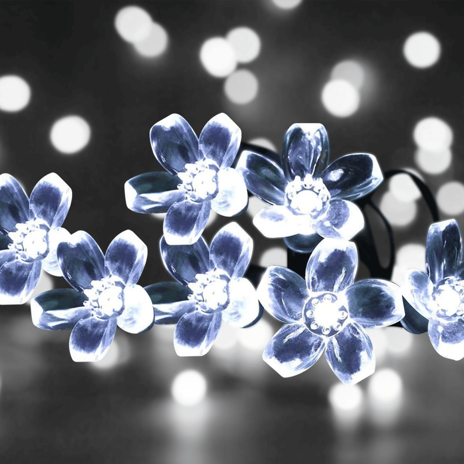 23ft 50 LED Solar Flower String Lights, Outdoor Cherry Blossoms Solar Fairy Lights for Fence Garden Yard Patio Tree Decor, Cool White 23ft 50 LED Solar Flower String Lights, Outdoor Cherry Blossoms Solar Fairy Lights for Fence Garden Yard Patio Tree Decor, Cool White