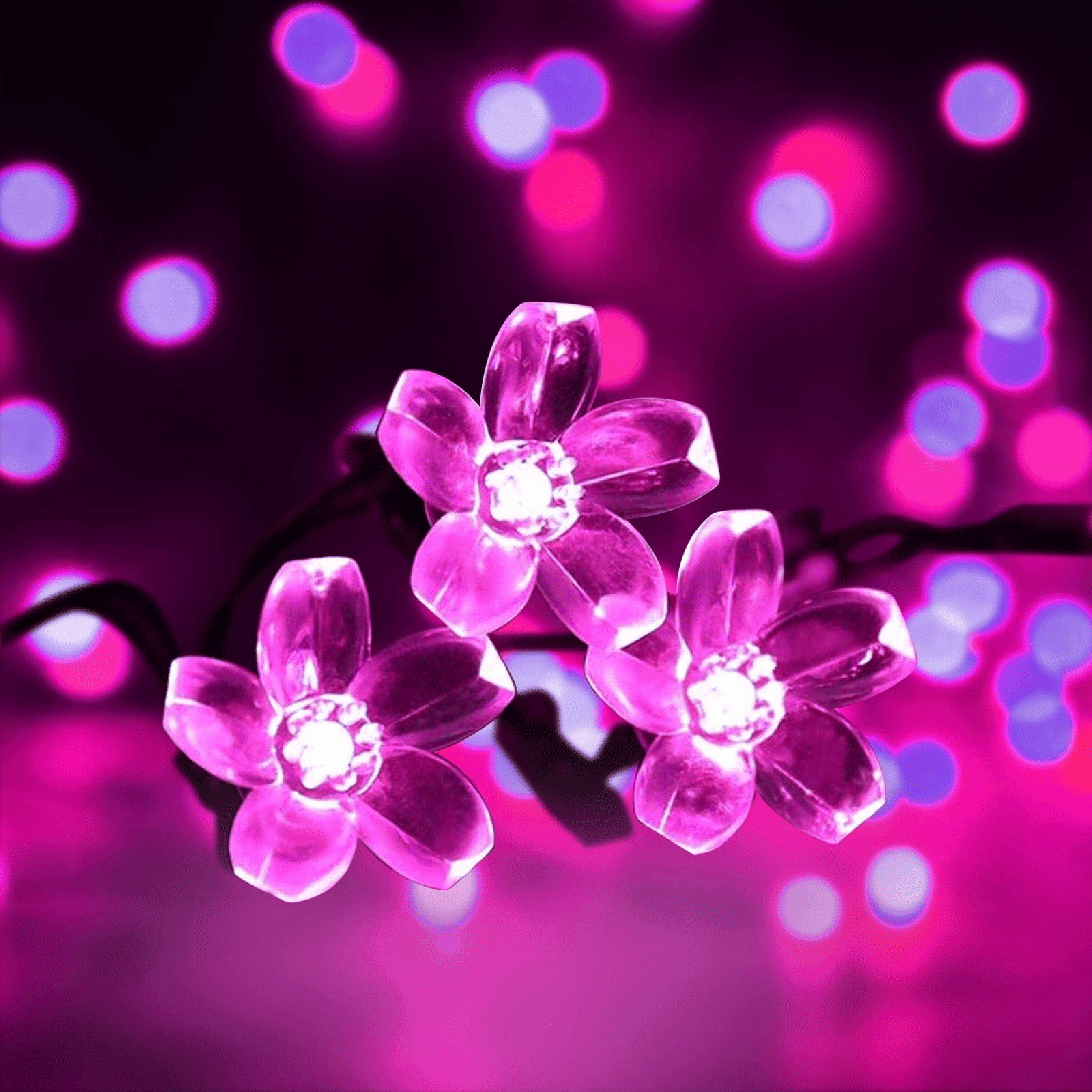 23ft 50 LED Solar Flower String Lights, Outdoor Cherry Blossoms Solar Fairy Lights for Fence Garden Yard Patio Tree Decor, Pink 23ft 50 LED Solar Flower String Lights, Outdoor Cherry Blossoms Solar Fairy Lights for Fence Garden Yard Patio Tree Decor, Pink