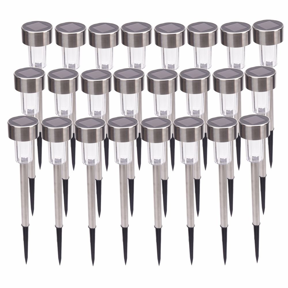 24pcs 5W High Brightness Solar Power LED Lawn Lamps with Lampshades White & Silver 24pcs 5W High Brightness Solar Power LED Lawn Lamps with Lampshades White & Silver