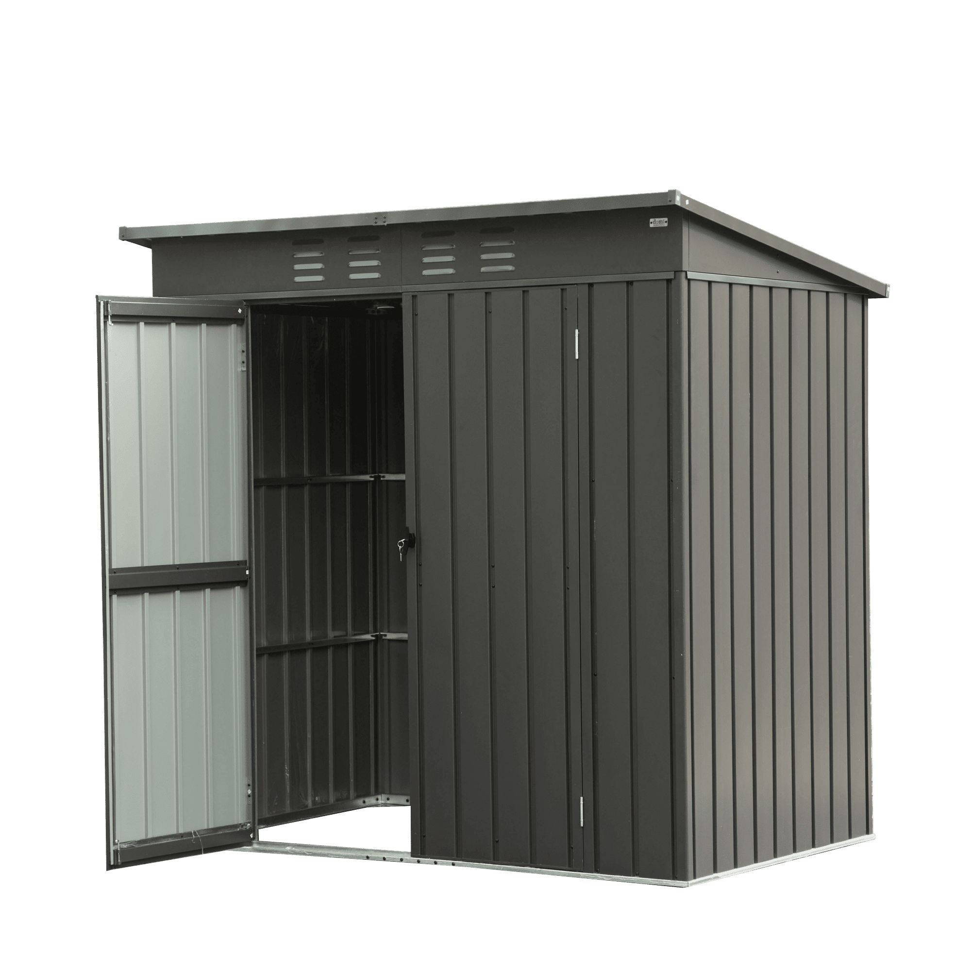 Backyard Storage Shed with Sloping Roof Galvanized Steel Frame Outdoor Garden Shed Metal Utility Tool Storage Room with Latches and Lockable Door (6x4 Backyard Storage Shed with Sloping Roof Galvanized Steel Frame Outdoor Garden Shed Metal Utility Tool Storage Room with Latches and Lockable Door (6x4